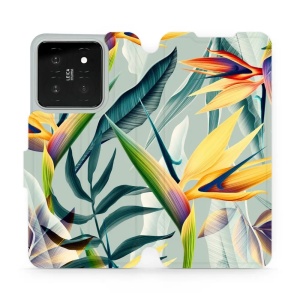 Flipové pouzdro Mobiwear - Xiaomi 14 - MC02S Žluté velké květy a zelené listy
