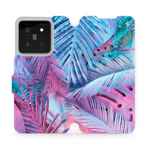 Flipové pouzdro Mobiwear - Xiaomi 14 - MG10S Fialové a modré listy