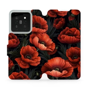 Flipové pouzdro Mobiwear - Xiaomi 14 - VP45S Temné červené květy