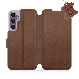 Kožené flip pouzdro Mobiwear - Samsung Galaxy S23 FE - Hnědé