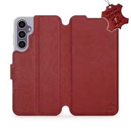 Kožené flip pouzdro Mobiwear - Samsung Galaxy S23 FE - Tmavě červené - VÝPRODEJ