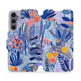 Flipové pouzdro Mobiwear - Samsung Galaxy S23 FE - MP03P Modrá květena