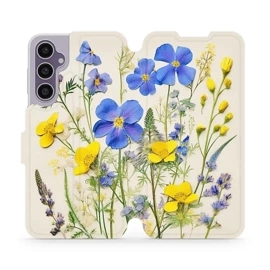 Flipové pouzdro Mobiwear - Samsung Galaxy S23 FE - VP41S Modré a žluté kvítky