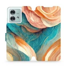 Flipové pouzdro Mobiwear - Motorola Edge 40 Neo - VP36S Azurový a oranžový mramor
