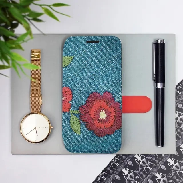Flipové pouzdro Mobiwear - Motorola Moto G54 5G / Moto G54 5G Power Edition - MD05P Džínové květy
