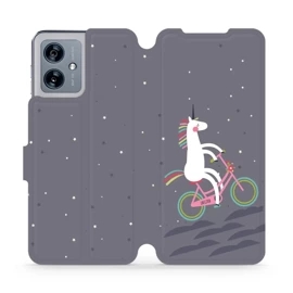 Flipové pouzdro Mobiwear - Motorola Moto G54 5G / Moto G54 5G Power Edition - V024P Jednorožec na kole