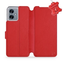 Kožené flip pouzdro Mobiwear - Motorola Moto G54 5G / Moto G54 5G Power Edition - Červené
