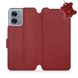 Kožené flip pouzdro Mobiwear - Motorola Moto G54 5G / Moto G54 5G Power Edition - Tmavě červené