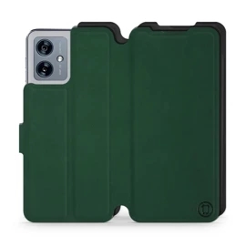 Flipové pouzdro Mobiwear Semiš - Motorola Moto G54 5G / Moto G54 5G Power Edition - Zelené & Černé