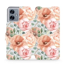 Flipové pouzdro Mobiwear - Motorola Moto G54 5G / Moto G54 5G Power Edition - MP02S Pastelové květy