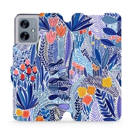 Flipové pouzdro Mobiwear - Motorola Moto G54 5G / Moto G54 5G Power Edition - MP03P Modrá květena