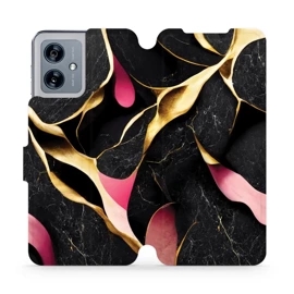 Flipové pouzdro Mobiwear - Motorola Moto G54 5G / Moto G54 5G Power Edition - VP35S Černý a zlatavý mramor