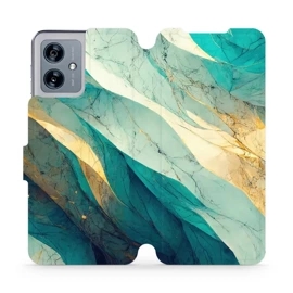 Flipové pouzdro Mobiwear - Motorola Moto G54 5G / Moto G54 5G Power Edition - VP37S Zlatavý a zelenkavý mramor