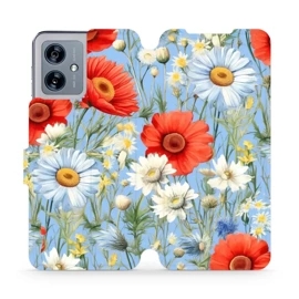 Flipové pouzdro Mobiwear - Motorola Moto G54 5G / Moto G54 5G Power Edition - VP44S Červené a bílé květy
