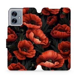 Flipové pouzdro Mobiwear - Motorola Moto G54 5G / Moto G54 5G Power Edition - VP45S Temné červené květy