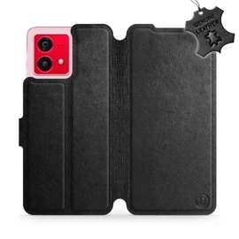 Kožené flip pouzdro Mobiwear - Motorola Moto G84 5G - Černé