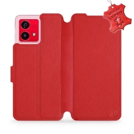 Kožené flip pouzdro Mobiwear - Motorola Moto G84 5G - Červené