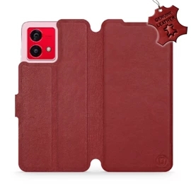 Kožené flip pouzdro Mobiwear - Motorola Moto G84 5G - Tmavě červené