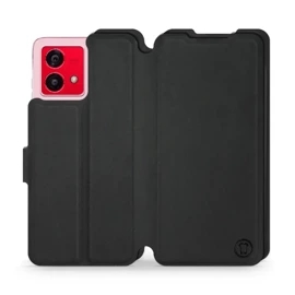 Flip pouzdro Mobiwear Soft Touch - Motorola Moto G84 5G - Černé - béžové - VÝPRODEJ