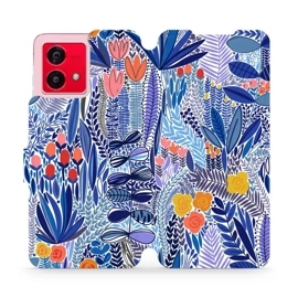 Flipové pouzdro Mobiwear - Motorola Moto G84 5G - MP03P Modrá květena