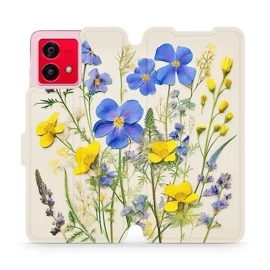 Flipové pouzdro Mobiwear - Motorola Moto G84 5G - VP41S Modré a žluté kvítky