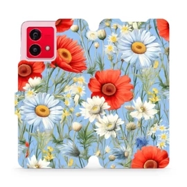 Flipové pouzdro Mobiwear - Motorola Moto G84 5G - VP44S Červené a bílé květy