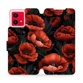 Flipové pouzdro Mobiwear - Motorola Moto G84 5G - VP45S Temné červené květy