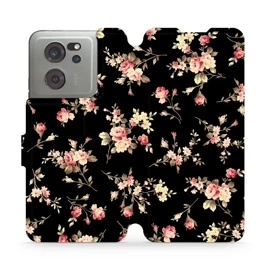 Flipové pouzdro Mobiwear - Xiaomi 13T / 13T Pro - VD02S Květy na černé