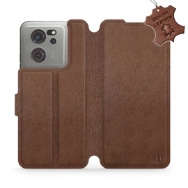 Kožené flip pouzdro Mobiwear - Xiaomi 13T / 13T Pro - Hnědé