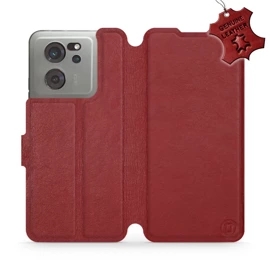 Kožené flip pouzdro Mobiwear - Xiaomi 13T / 13T Pro - Tmavě červené
