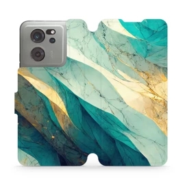 Flipové pouzdro Mobiwear - Xiaomi 13T / 13T Pro - VP37S Zlatavý a zelenkavý mramor