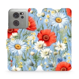 Flipové pouzdro Mobiwear - Xiaomi 13T / 13T Pro - VP44S Červené a bílé květy