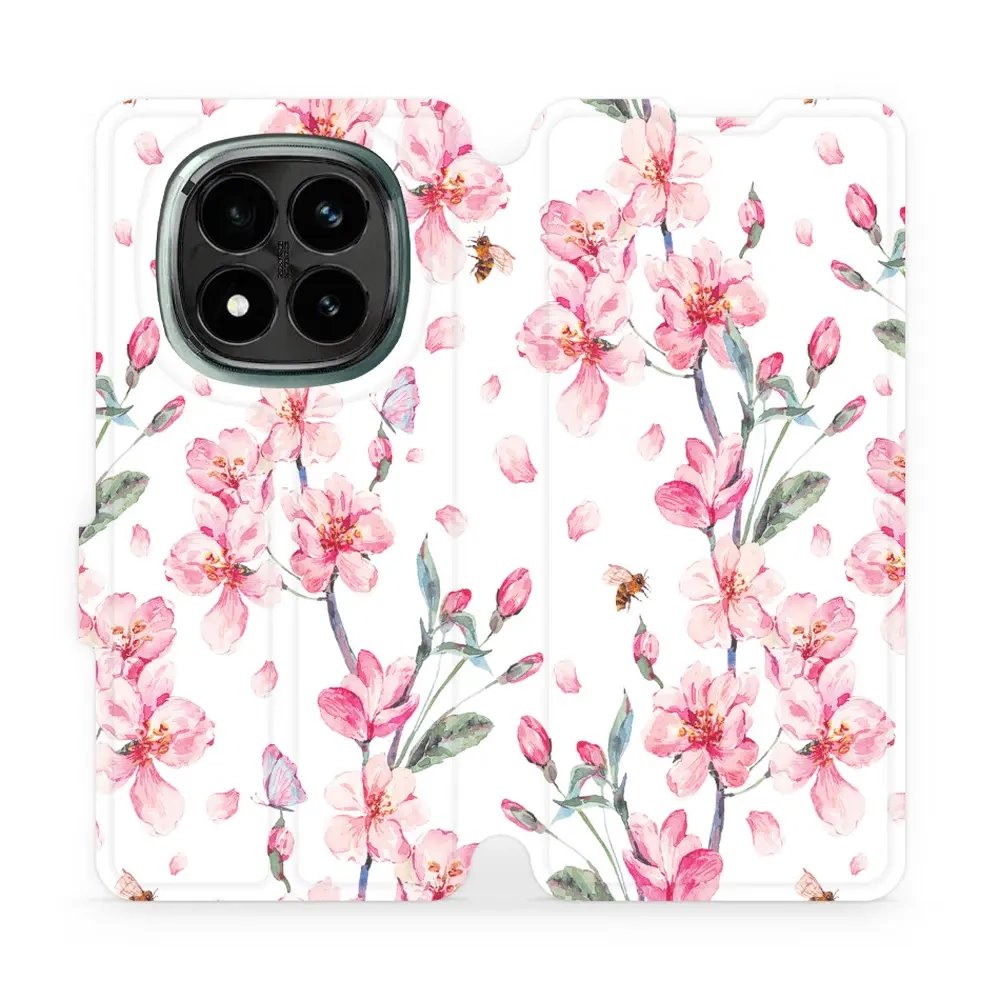 Flipové pouzdro Mobiwear - Xiaomi Redmi Note 14 Pro Plus 5G - M124S Růžové květy