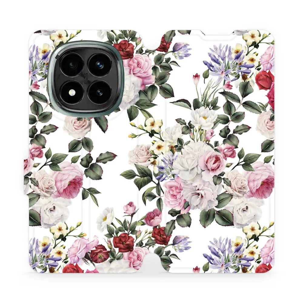 Flipové pouzdro Mobiwear - Xiaomi Redmi Note 14 Pro Plus 5G - MD01S Růže na bílé