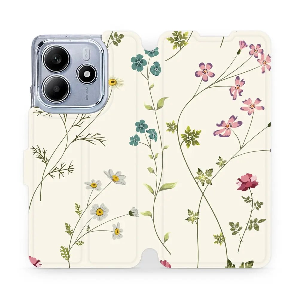 Flipové pouzdro Mobiwear - Xiaomi Redmi Note 14 5G - MD03S Tenké rostlinky s květy