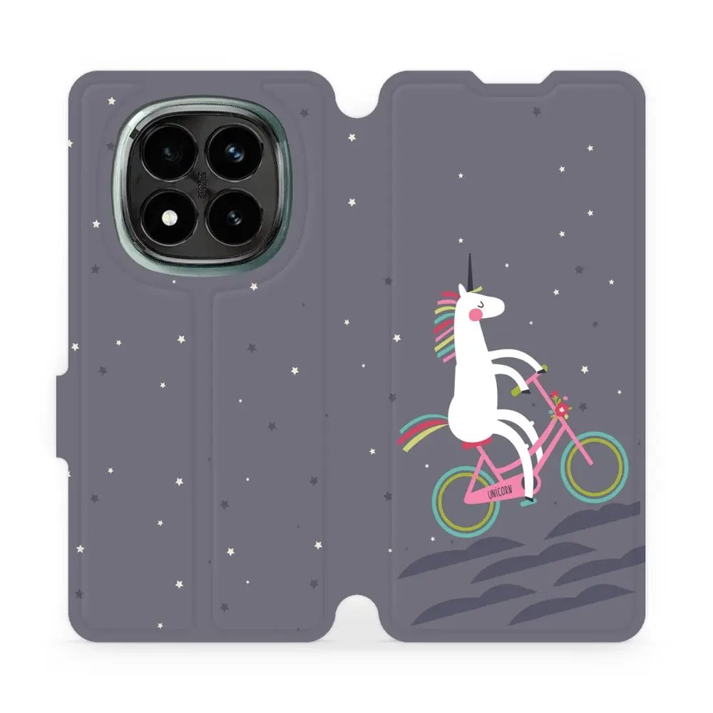 Flipové pouzdro Mobiwear - Xiaomi Redmi Note 14 Pro Plus 5G - V024P Jednorožec na kole