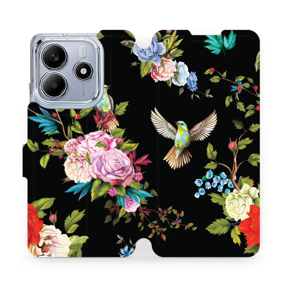 Flipové pouzdro Mobiwear - Xiaomi Redmi Note 14 5G - VD09S Ptáčci a květy