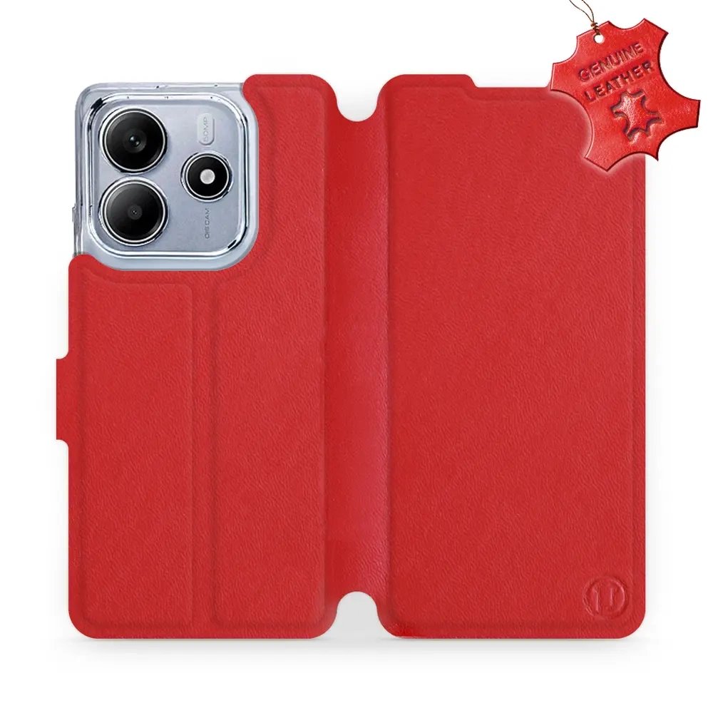 Kožené flip pouzdro Mobiwear - Xiaomi Redmi Note 14 5G - Červené