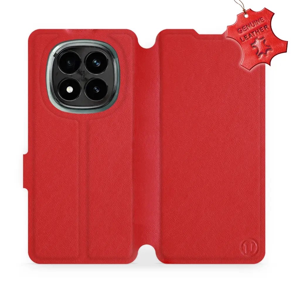 Kožené flip pouzdro Mobiwear - Xiaomi Redmi Note 14 Pro Plus 5G - Červené