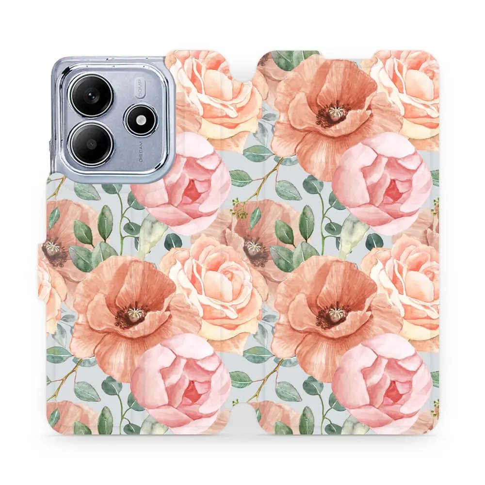 Flipové pouzdro Mobiwear - Xiaomi Redmi Note 14 5G - MP02S Pastelové květy