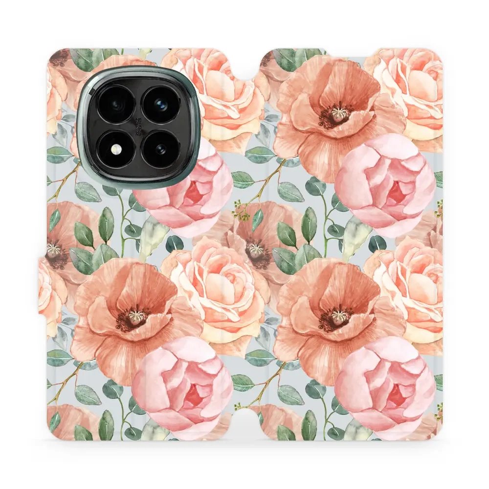 Flipové pouzdro Mobiwear - Xiaomi Redmi Note 14 Pro Plus 5G - MP02S Pastelové květy
