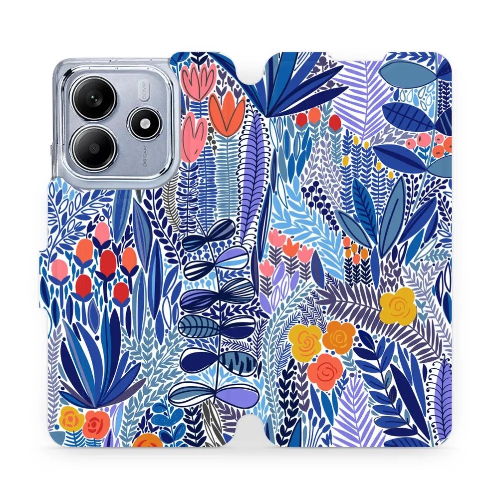 Flipové pouzdro Mobiwear - Xiaomi Redmi Note 14 5G - MP03P Modrá květena