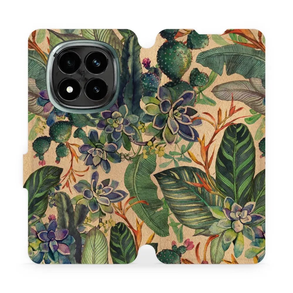 Flipové pouzdro Mobiwear - Xiaomi Redmi Note 14 Pro Plus 5G - VP05S Sukulenty