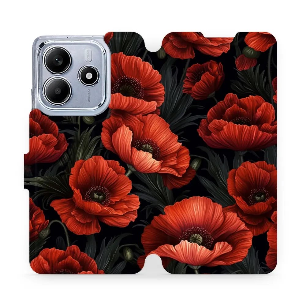 Flipové pouzdro Mobiwear - Xiaomi Redmi Note 14 5G - VP45S Temné červené květy