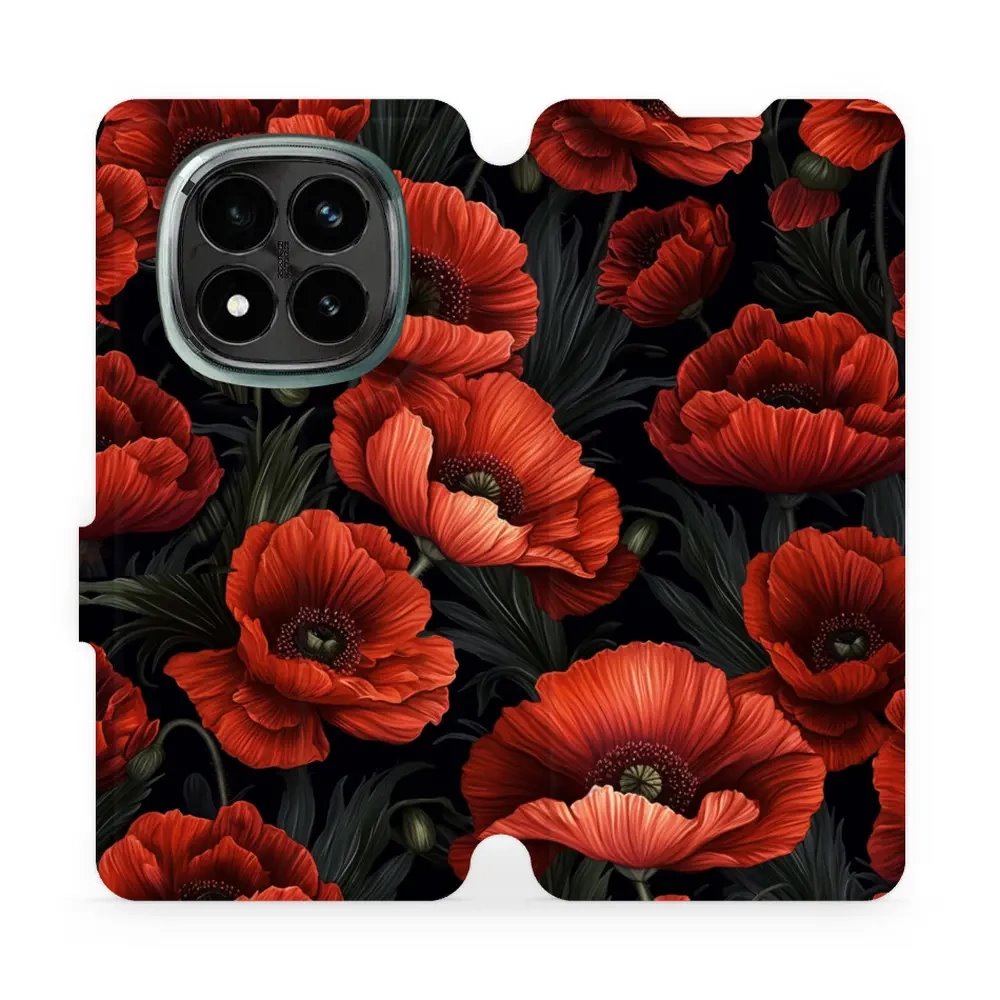Flipové pouzdro Mobiwear - Xiaomi Redmi Note 14 Pro Plus 5G - VP45S Temné červené květy