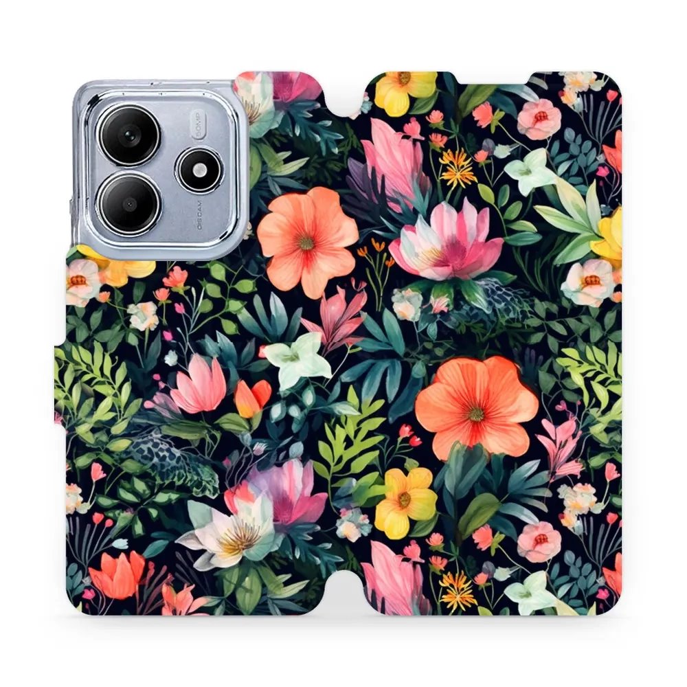 Flipové pouzdro Mobiwear - Xiaomi Redmi Note 14 5G - VP48S Pestré kvítky