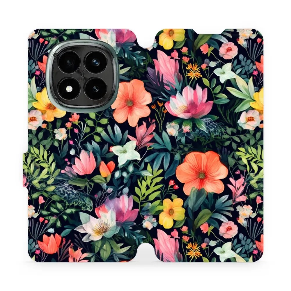 Flipové pouzdro Mobiwear - Xiaomi Redmi Note 14 Pro Plus 5G - VP48S Pestré kvítky