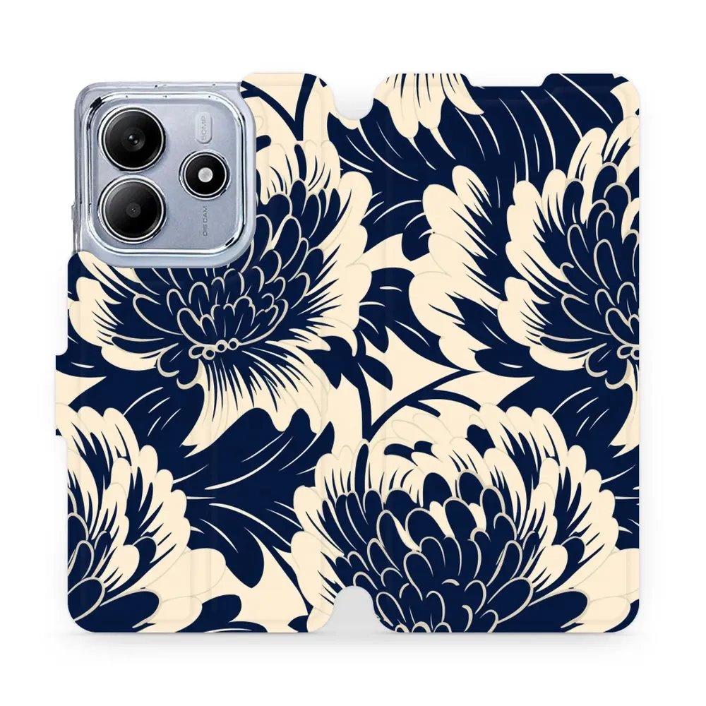 Flipové pouzdro Mobiwear - Xiaomi Redmi Note 14 5G - VA40S Modré a béžové květy