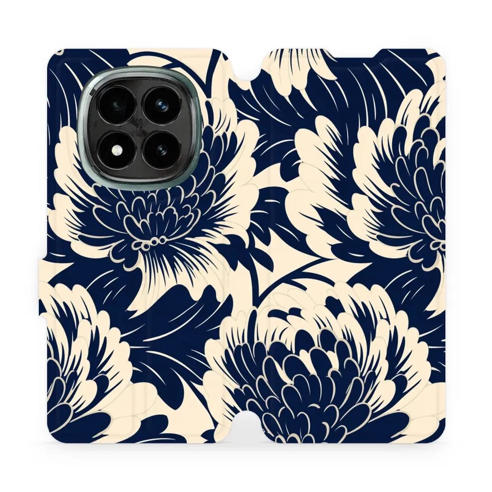Flipové pouzdro Mobiwear - Xiaomi Redmi Note 14 Pro Plus 5G - VA40S Modré a béžové květy