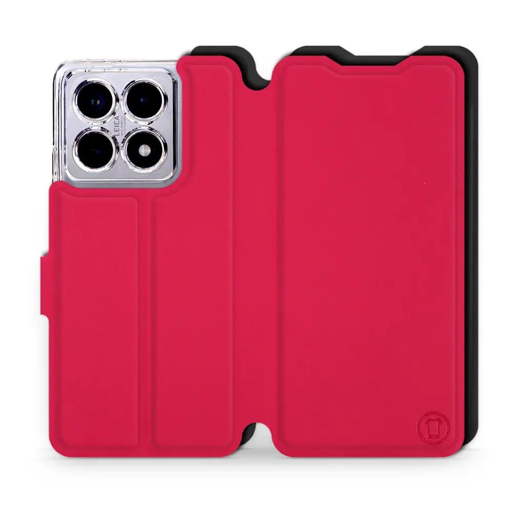 Flipové pouzdro Mobiwear Semiš - Xiaomi 14T - Rudé & Černé